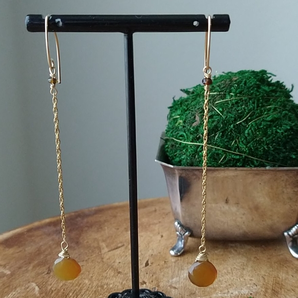 Jewelry - 24 k Gold Chalcedony Earrings